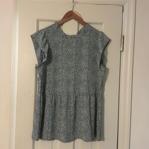 Pale blue and off-white baby doll top.